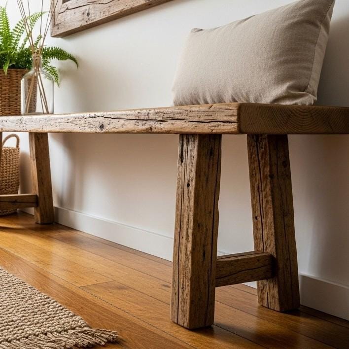 Reclaimed Wood Entryway Bench Rustic Wood Bench for Entry Long Bench ...