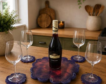 Flower Tray & Coaster Set | Floral Serving Tray with 4 Matching Coasters | Home Decor | Housewarming or Hostess Gift