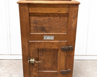 Antique McKee Puritan Oak Icebox | Early 1900s Ice Refrigerator | John Wanamaker Ice Chest | Farmhouse Kitchen Decor | Primitive Cabinet