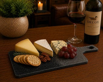 Black & Gray Resin Charcuterie Board | Handmade Serving Board | Modern Cheese Board | Resin Cutting Board Decor | Housewarming Gift