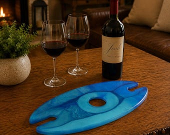 Handmade Resin Wine Bottle & 2 Glass Holder | Wine Caddy | Wine Butler | Romantic Date Night Gift | Hostess Gift | Housewarming Gift