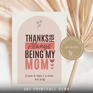 Tarjeta digital divertida para el Día de la Madre, imprimible, recortable, regalo para el Día de la Madre, felicitación sencilla, descarga instantánea en PDF.