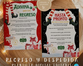 Plantilla de Carta de regreso y despedida del Elfo Navideño para niños, Personaliza el mensaje de tu Elfo, elf kit english Editable