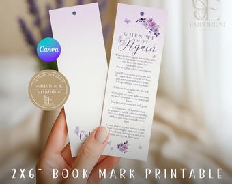 Beerdigung Lesezeichen Lila Blumen Vorlage: Schmetterling PDF Datei