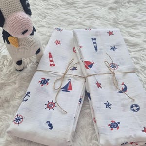 Nautical Muslin Baby Blanket: Lightweight Breathable Cotton Wrap