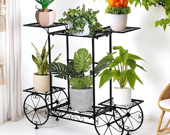 Jardinière d'intérieur moderne | Support à plantes pour balcon extérieur | Porte-pot de fleurs étagère en fer forgé | Présentoir pour décoration d'intérieur