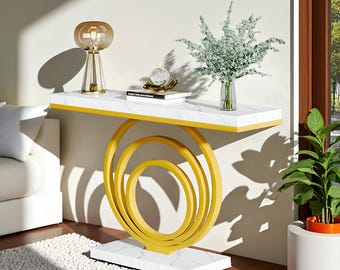 Modern console table | Entryway table for living room or hallway with Faux Marble Top Narrow Accent sofa side space | Best wedding gift