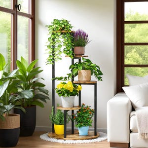 Corner Plant Stand Indoor | Plant pot stand | Corner flower rack | Wood Metal  Holder for Multiple Potted Plants | Modern decorative stand