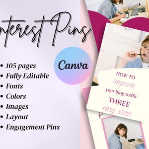 Pinterest Templates Canva, Pinterest Marketing Canva Pin Template, Pinterest Blogger Templates