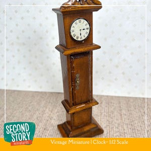 Vintage Dollhouse Grandfather Clock | 1:12 Scale Wooden Miniature