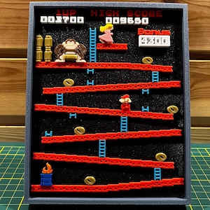 Décoration murale 3D Donkey Kong - Présentoir de jeu d'arcade rétro