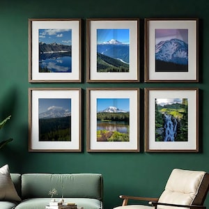 Lot de 6 oeuvres d'art murales du parc national du Mont Rainier - Impressions couleur de photographies de paysages - Paysages naturels de Washington en téléchargement numérique Décoration d'intérieur