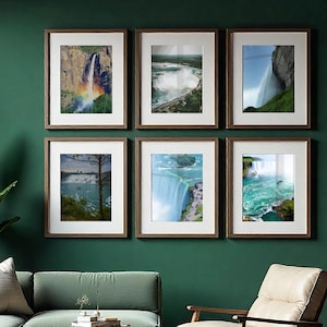 Niagara Falls Wall Art Set of 6 – Color Landscape Photography Prints – Horseshoe Falls, Bridal Veil Falls, Journey Behind the Falls Decor