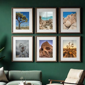 Joshua Tree National Park muurkunst set van 6 – zwart-witte woestijnfotografieprints – Californië landschap digitale download decor