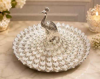 German Silver Peacock Jewelry Tray