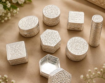 Handmade Meenakari German Silver Box | Decorative Jewelry, Kumkum, Trinket Storage