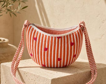 Quilted Cotton Crossbody Bag, Artisan Block Printed Sling Purse