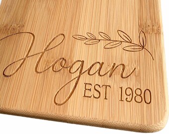 Personalized Cutting Serving Board, Pretty Name Engraved on a Bamboo Board Large or Medium