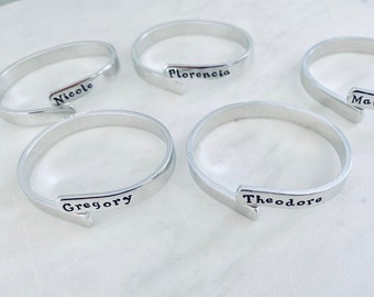 Set of 6 Family Napkin Rings, Personalized, Fun Party Set, Name Seating Cards