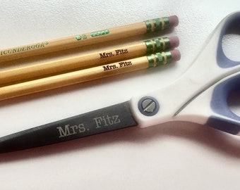 Teacher Gift Set, Personalized Scissors and Pencils