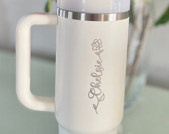 Personalized Stanley Quencher Cup, Laser Engraved with Name, 40 or 30 oz h2.0 Tumbler