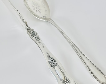 Set of Fancy Vintage Small Charcuterie Serving Utensils, Spreader, Spoon- Choose Set