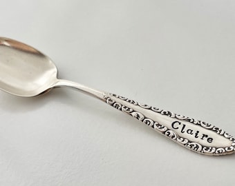 Baby Name Silver Spoon, Choose Pattern, Vintage, Hand Stamped