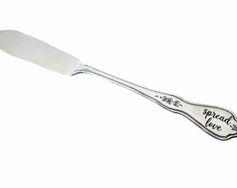 Spread Love, Steel Butter Knife Spreader, Script