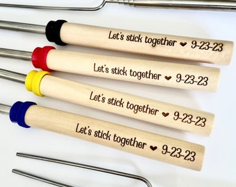 Set of 4, Personalized Engraved Marshmallow Sticks | Telescoping Extendable Pokers