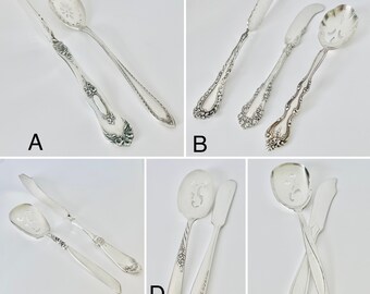 Set of Fancy Vintage Small Charcuterie Serving Utensils, Spreader, Spoon- Choose Set