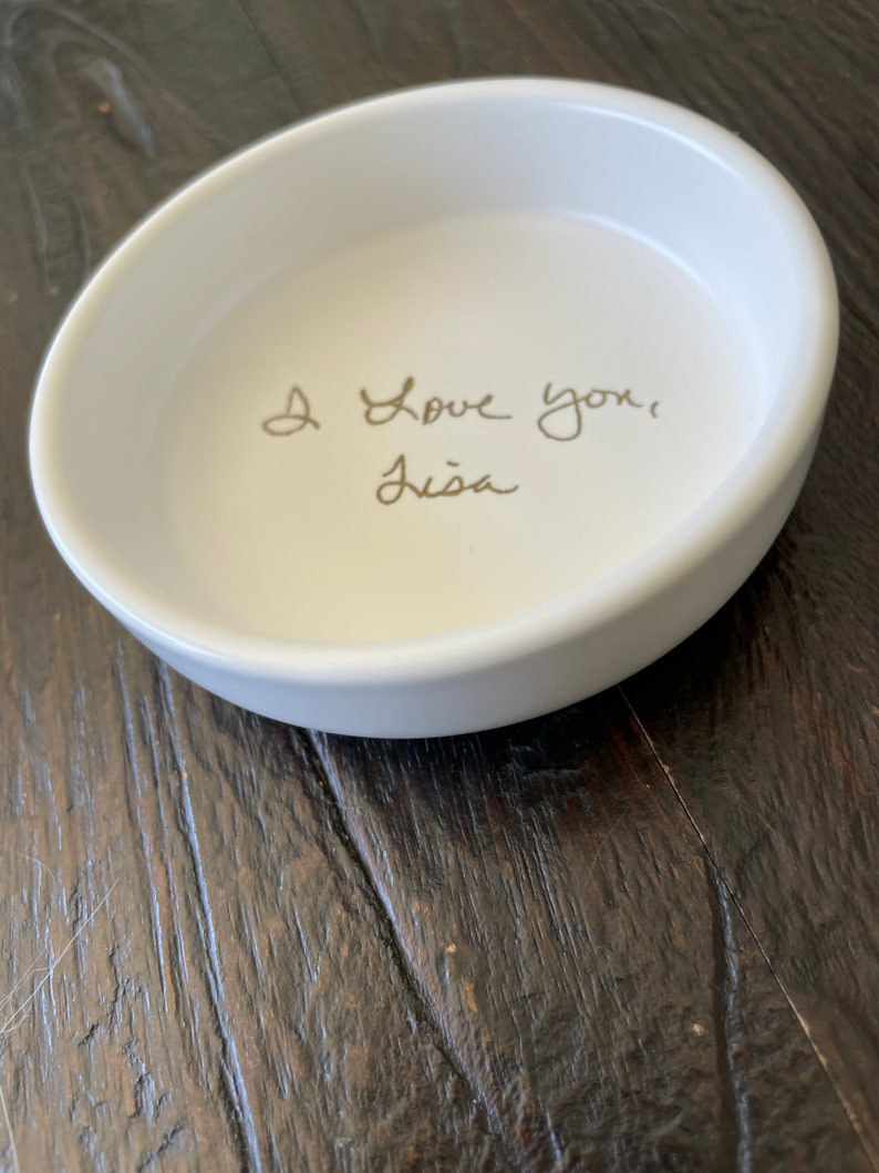 Actual Handwriting Gift, Trinket Dish, Ring Tray, Jewelry Plate, Personalized Custom Pink, White, Green or Black image 5