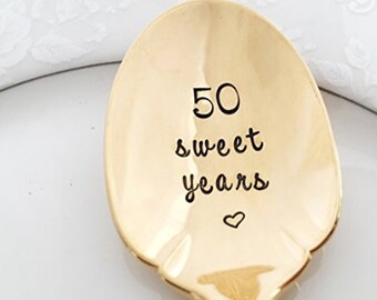 50 sweet years, gold sugar spoon vintage
