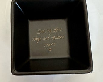 White or Black Actual Handwriting Doodle Gift, Trinket Dish, Ring Tray, Jewelry Plate, Personalized Custom Rectangle