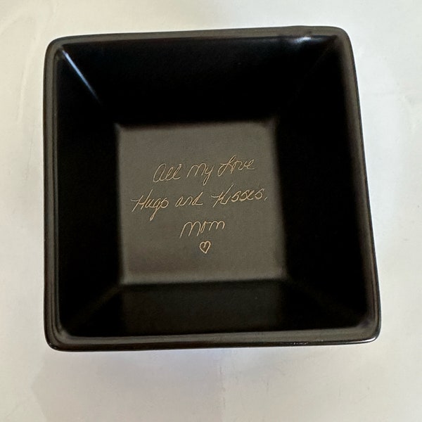 White or Black Actual Handwriting Doodle Gift, Trinket Dish, Ring Tray, Jewelry Plate, Personalized Custom Rectangle