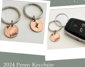 2024 Penny Graduation Gift, Personalized Keychain, Engraved Graduation Cap, Name, School Logo