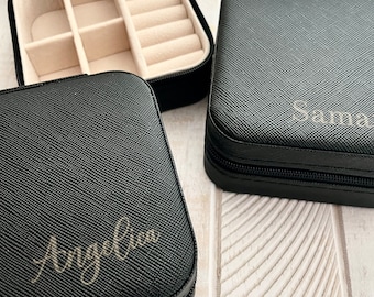 Personalized Travel Jewelry Case, Black