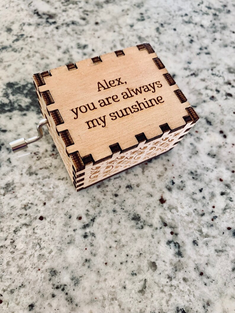 Personalized Music Box You Are My Sunshine Wind up Crank Etsy