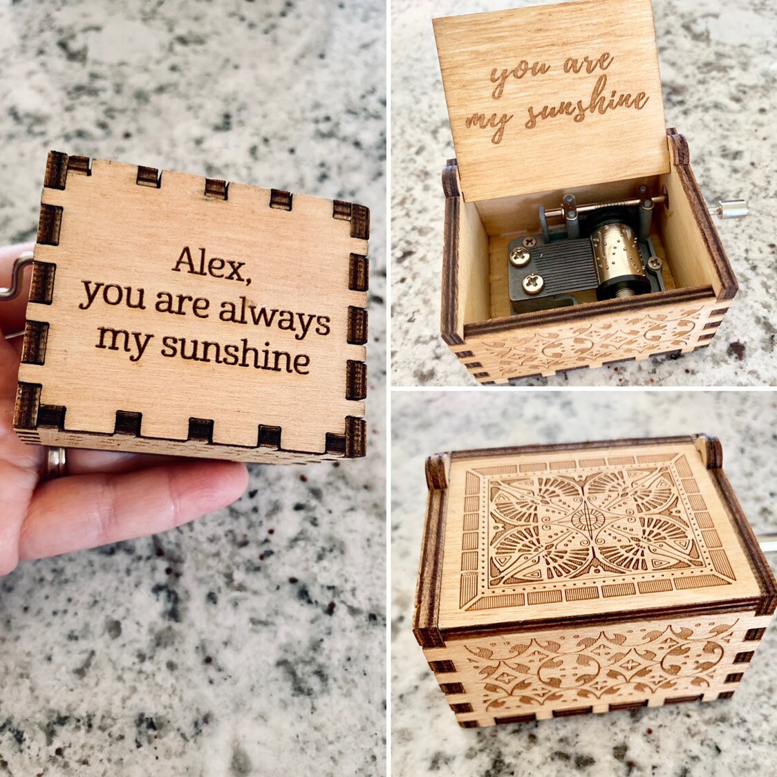 Personalized Music Box You Are My Sunshine Wind Up Crank Etsy