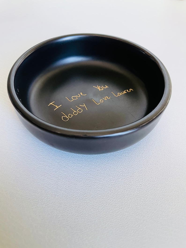 Actual Handwriting Gift, Trinket Dish, Ring Tray, Jewelry Plate, Personalized Custom Pink, White, Green or Black image 6