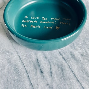 Actual Handwriting Gift, Trinket Dish, Ring Tray, Jewelry Plate, Personalized Custom Pink, White, Green or Black image 3