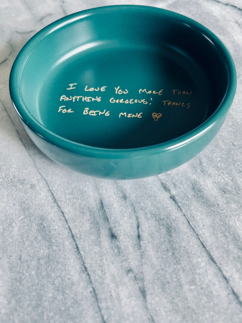 Actual Handwriting Gift, Trinket Dish, Ring Tray, Jewelry Plate, Personalized Custom Pink, White, Green or Black image 3