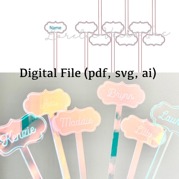Drink Stirrer SVG PDF file only, Stir Stick Fancy Frame Shape