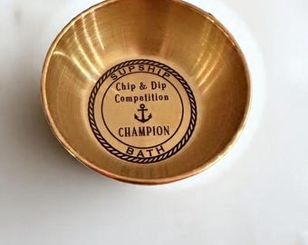 Gold Chip Dip Food Competition Dish, Ring Tray, Bowl Award Trophy