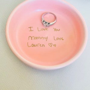 Actual Handwriting Gift, Trinket Dish, Ring Tray, Jewelry Plate, Personalized Custom Pink, White, Green or Black image 2