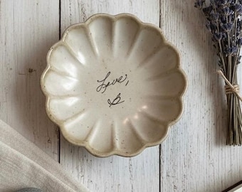 Actual Handwriting Gift, Scallop Trinket Dish, Ring Tray, Jewelry Plate, Personalized Custom