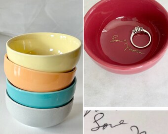 Actual Handwriting Gift, Trinket Dish, Ring Tray, Jewelry Plate, Personalized Custom | Colorful