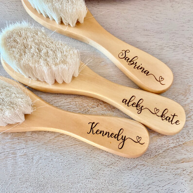 Baby Keepsake Hair Brush Wooden Personalized Engraved Name Etsy UK