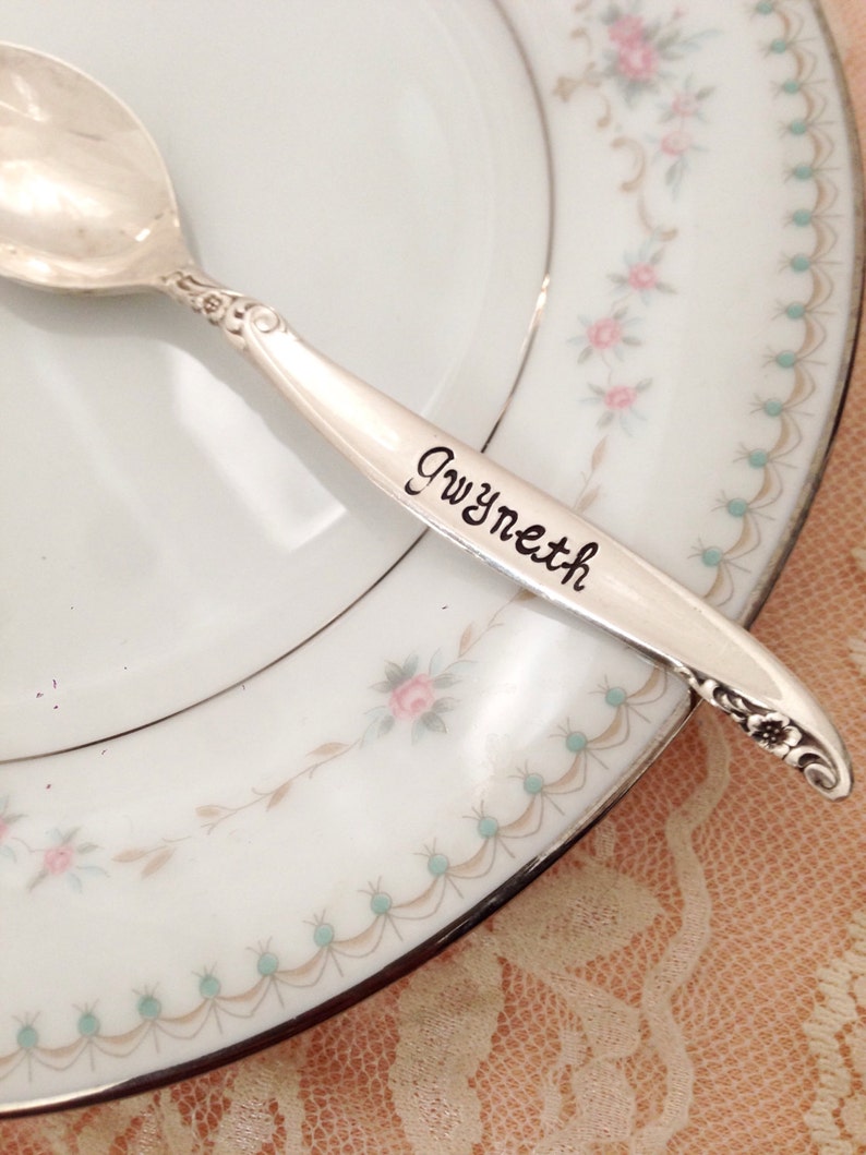 Baby name spoon silver You choose hand stamped