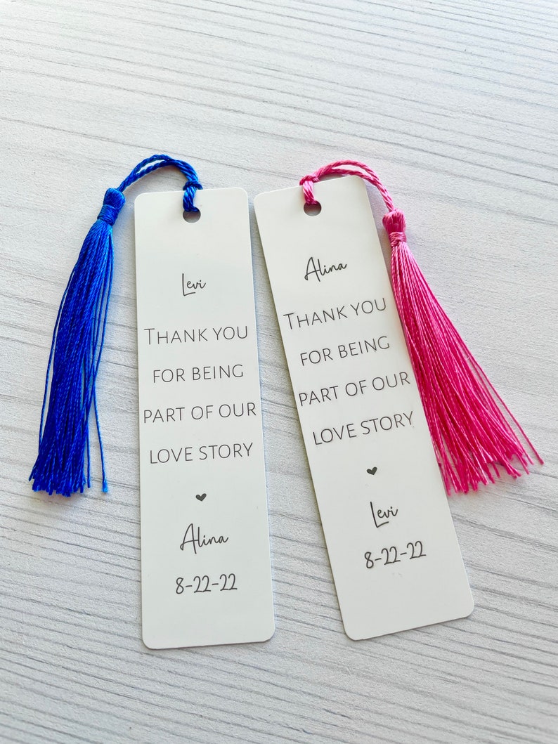 Bookmark, Personalized White Metal, Custom Wording, Teacher Principal Gift, Engraved with Tassel image 3