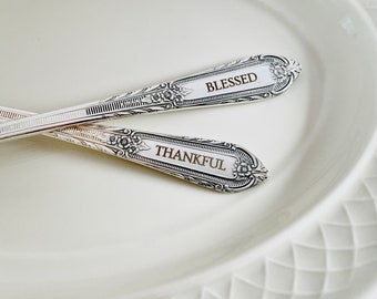 Blessed & Thankful, Engraved Tablespoons Cotillion